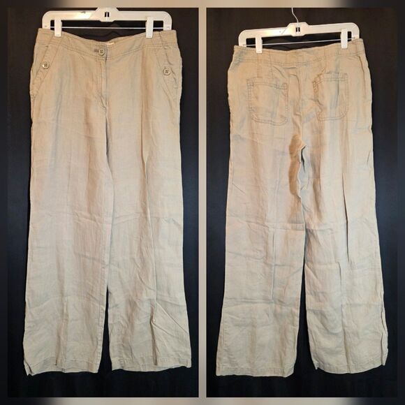 Chico's Pants - Chico's Linen Pants Size 0 US 4 Small Light Brown Wide Leg Coastal Beach Casual